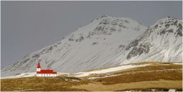 A little church high up on a hill in Vik.